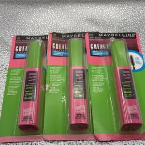 Maybelline Great Lash Waterproof Mascara - Very Black set of three new